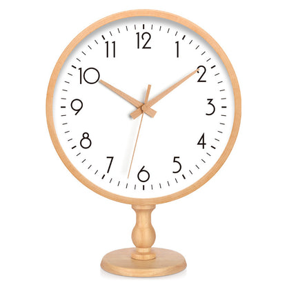 Japanese Style Solid Wood Table Clock Silent Modern Home Decor