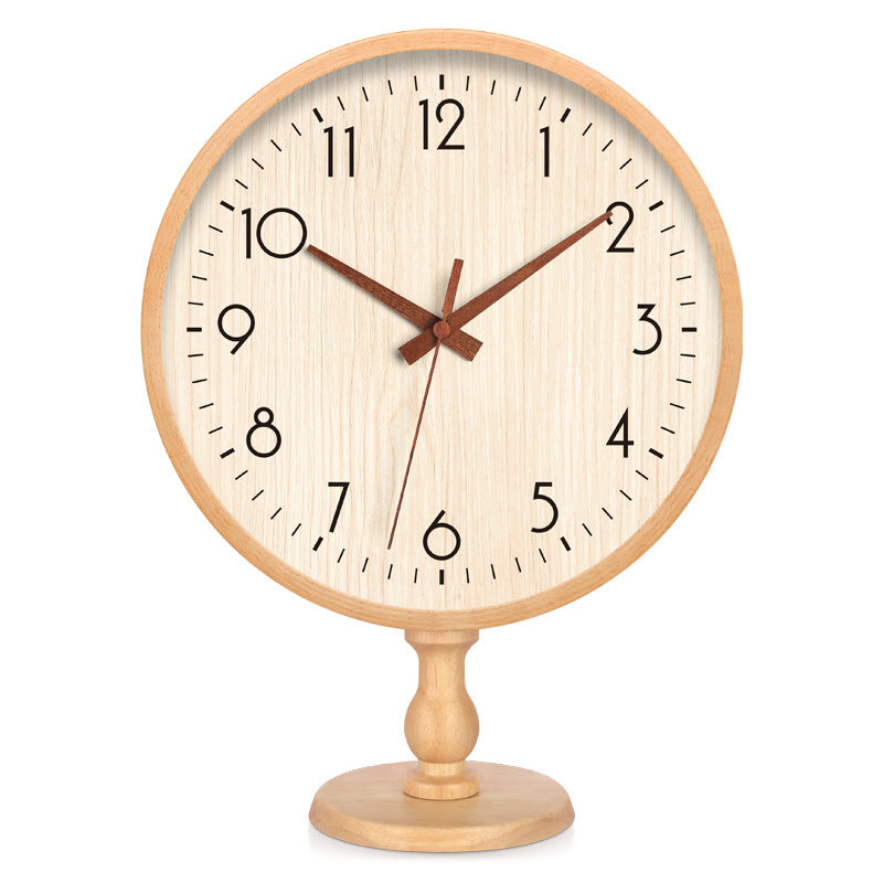 Japanese Style Solid Wood Table Clock Silent Modern Home Decor