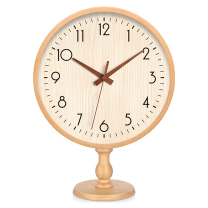 Japanese Style Solid Wood Table Clock Silent Modern Home Decor