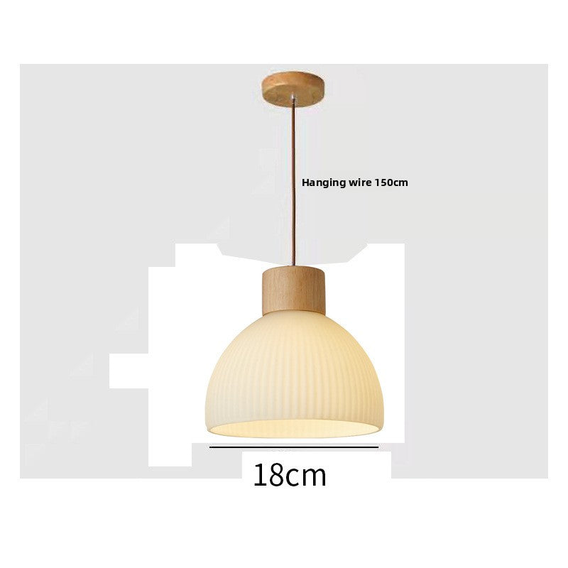 Japanese Style Wooden Glass Adjustable Pendant Light