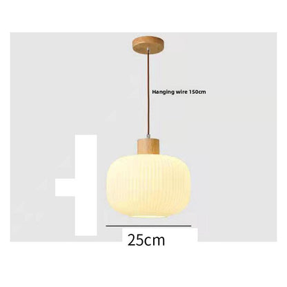 Japanese Style Wooden Glass Adjustable Pendant Light