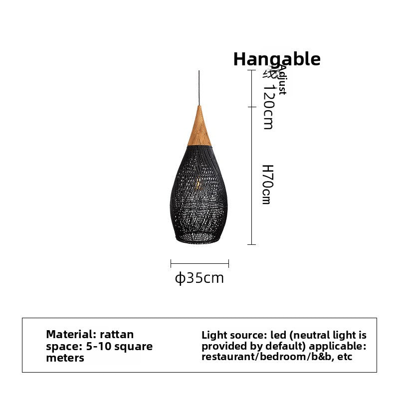 Japanese Wabi-Sabi Rattan Chandelier