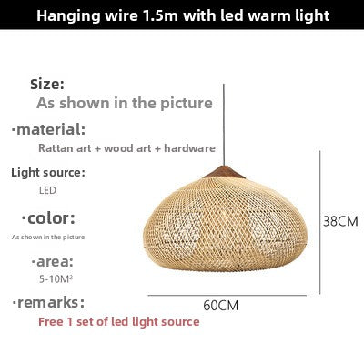 Japanese Wabi-Sabi Rattan Chandelier