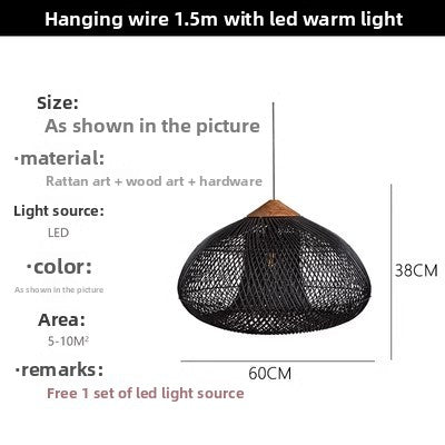 Japanese Wabi-Sabi Rattan Chandelier