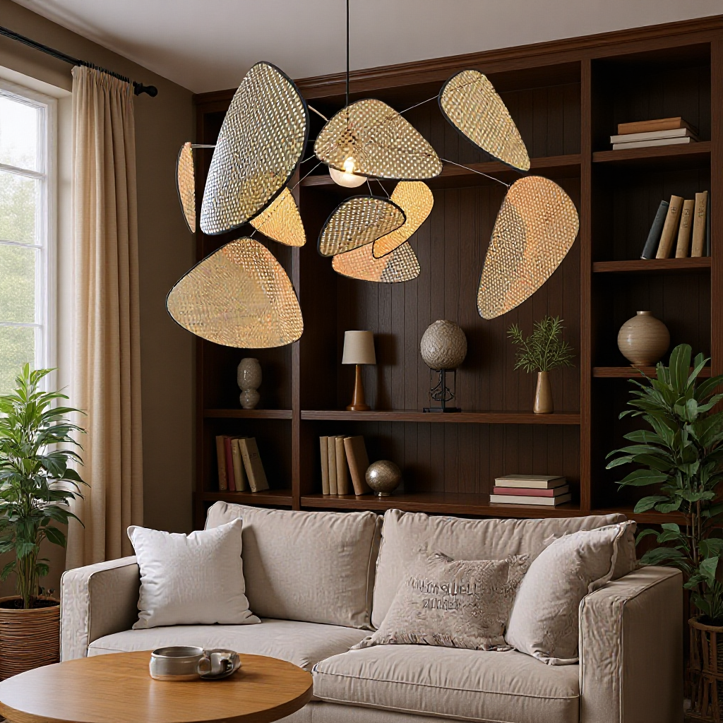 Japanese Wabi-Sabi Rattan Color Block Chandelier