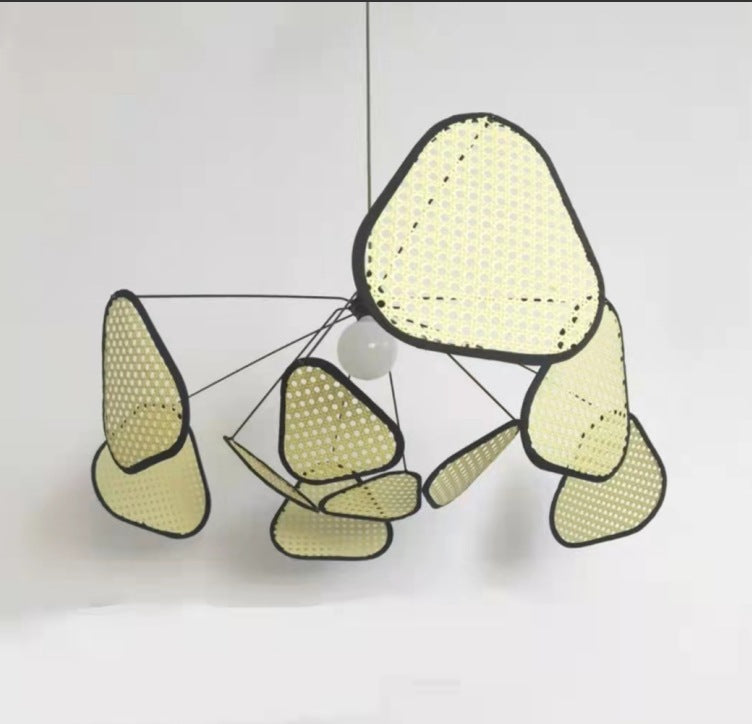 Japanese Wabi-Sabi Rattan Color Block Chandelier