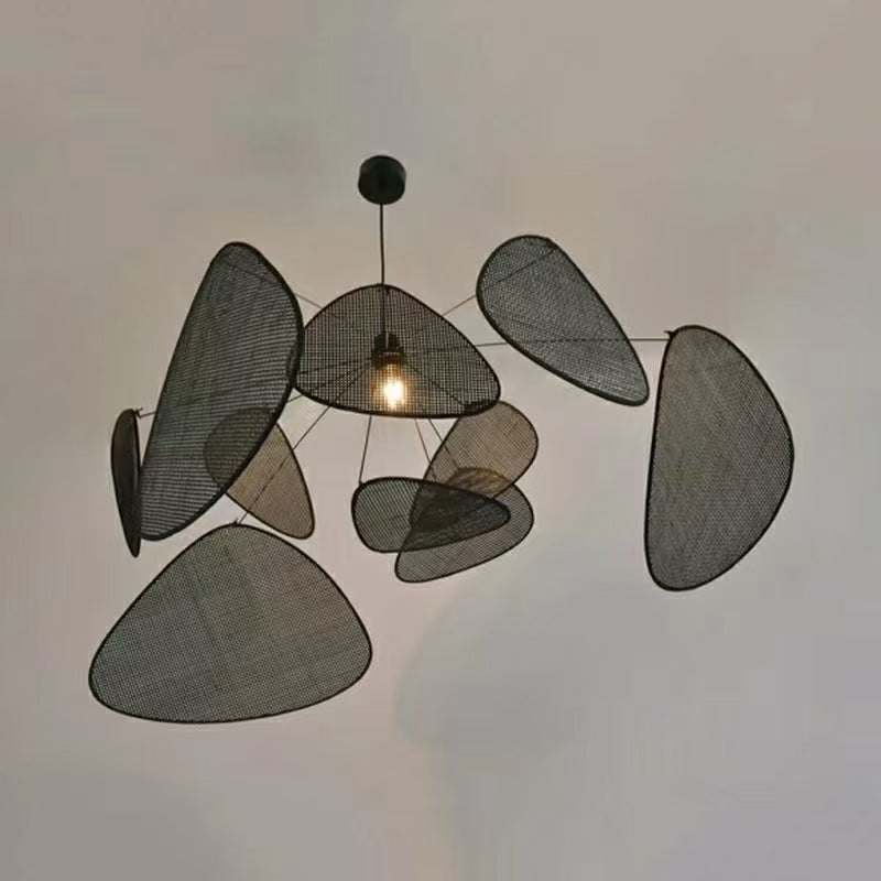 Japanese Wabi-Sabi Rattan Color Block Chandelier