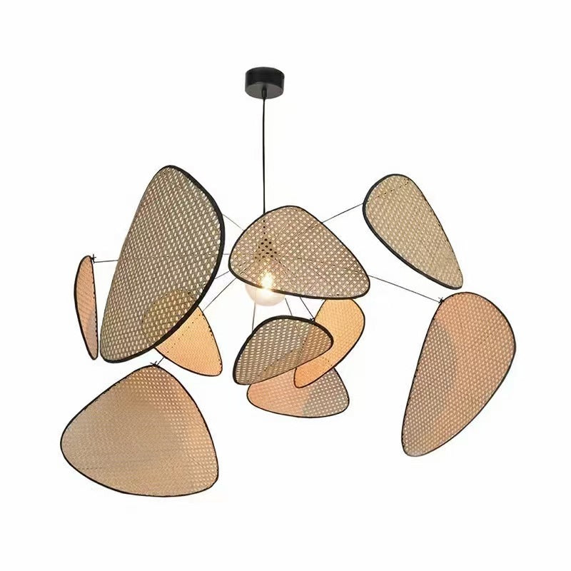 Japanese Wabi-Sabi Rattan Color Block Chandelier