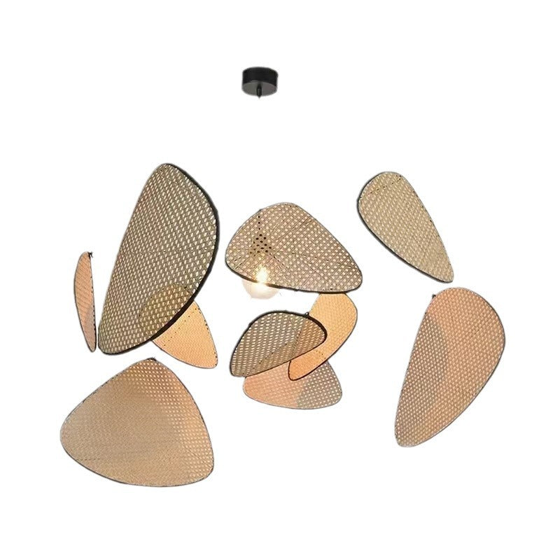 Japanese Wabi-Sabi Rattan Color Block Chandelier