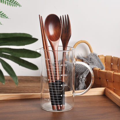 Japanese Wooden Long Handle Cutlery Set
