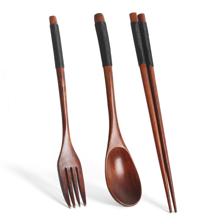 Japanese Wooden Long Handle Cutlery Set