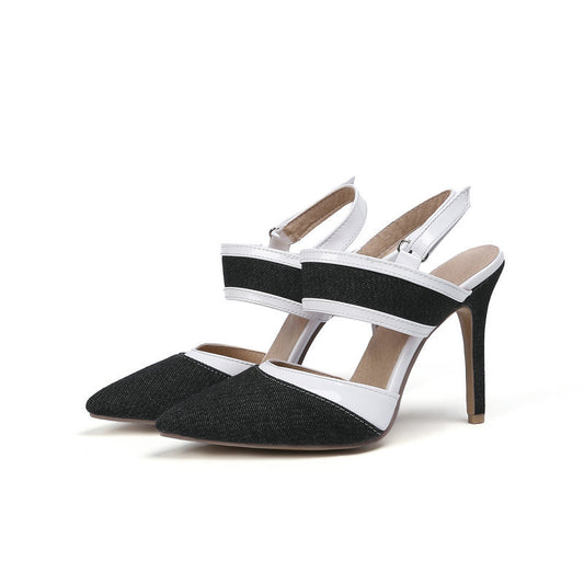 Jeans-cut pointed high-heeled sandals