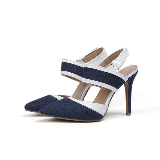 Jeans-cut pointed high-heeled sandals