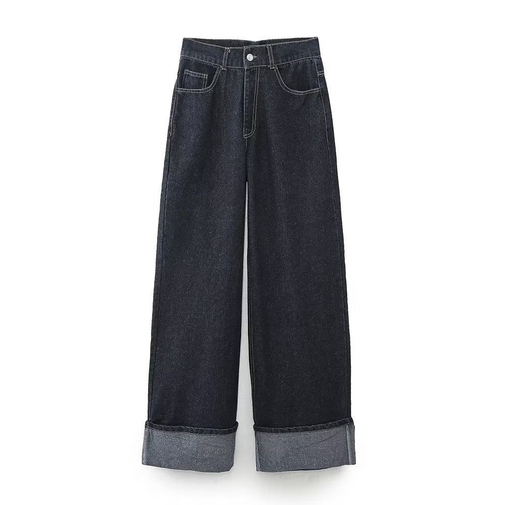 Jeans jacket with flared cuffs pants
