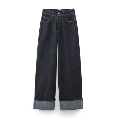 Jeans jacket with flared cuffs pants