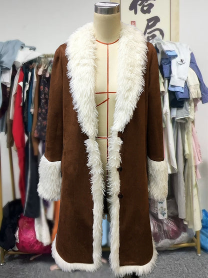 Jeans-style plush warm coat