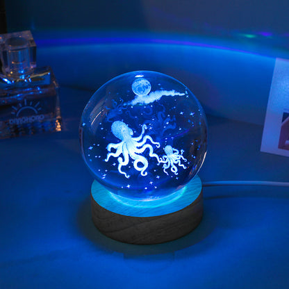 Jellyfish laser engraving luminous crystal balls