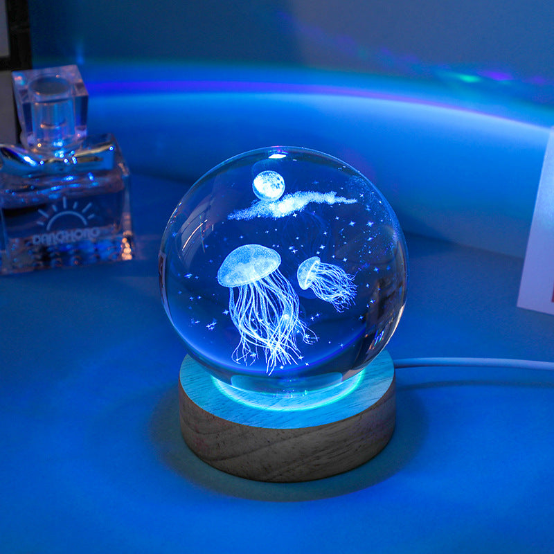 Jellyfish laser engraving luminous crystal balls