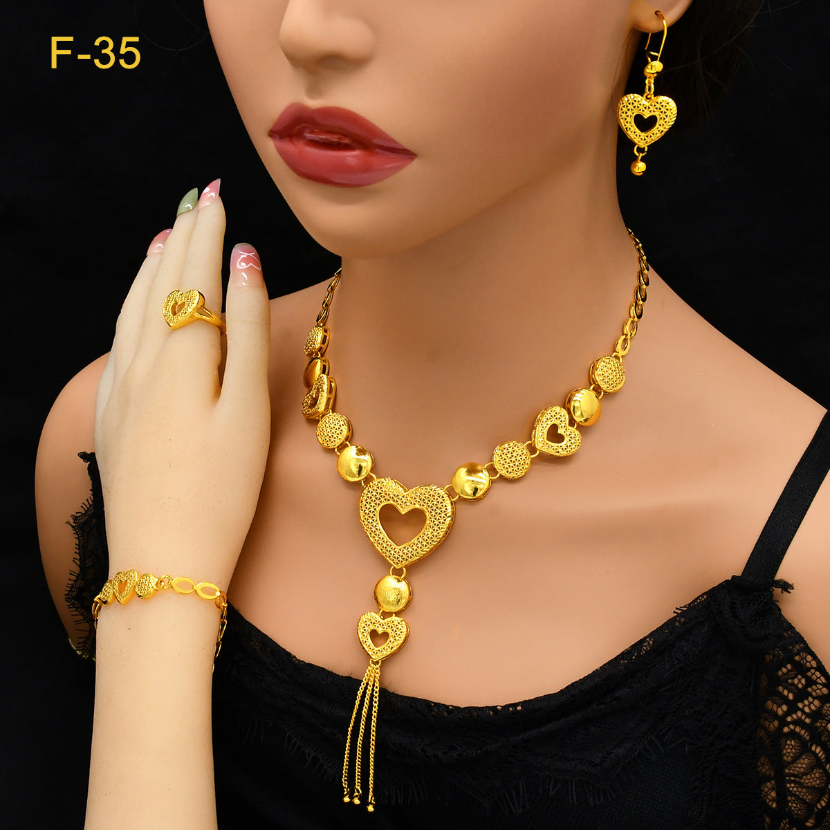 Jewelry: necklaces, earrings, rings, and bracelets