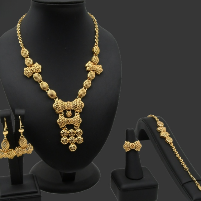 Jewelry: necklaces, earrings, rings, and bracelets