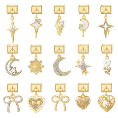 Gold Base Pendant White Diamond Four-Point Star