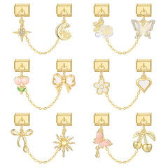 Gold Base Double Pendant Four-Point Star Castle