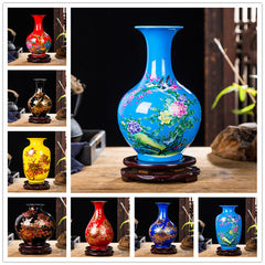 Blue Vase Birds Singing Flowers