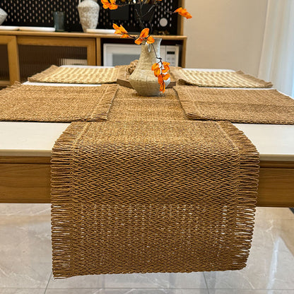Jute Woven Table Runner with Tassel Decoration