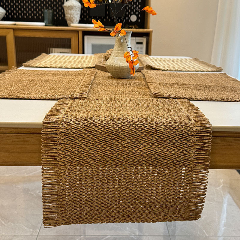 Jute Woven Table Runner with Tassel Decoration