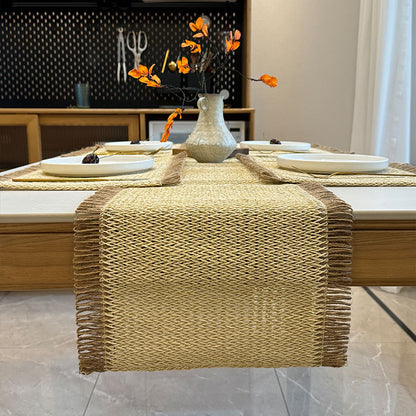 Jute Woven Table Runner with Tassel Decoration