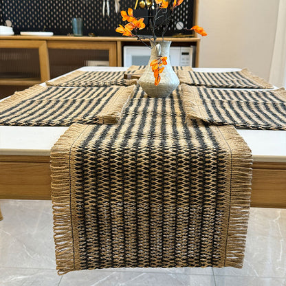Jute Woven Table Runner with Tassel Decoration