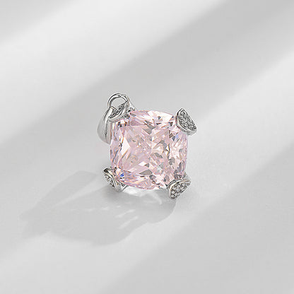 K936 White Gold 11 × 11 Princess Square High Carbon Diamond American Pink White G Pendant Main Stone 11 karat Simple Necklace