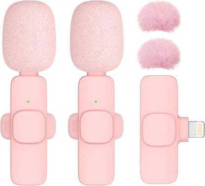 K9 Pink Wireless Lavalier Microphone with Noise Reduction