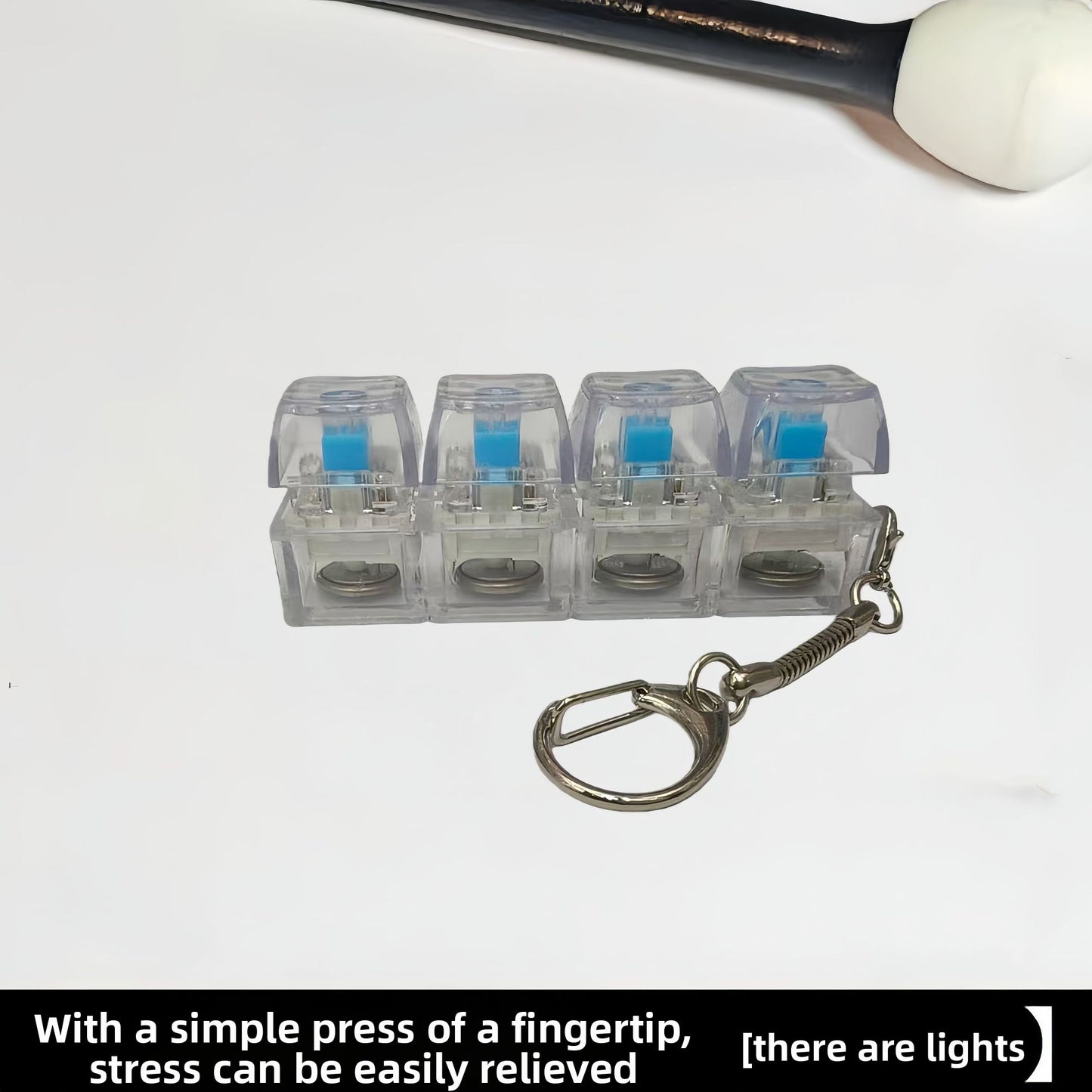 Keycap Stress-Relief Keychain, Keyboard Switch Tester, Illuminated Transparent Keycaps