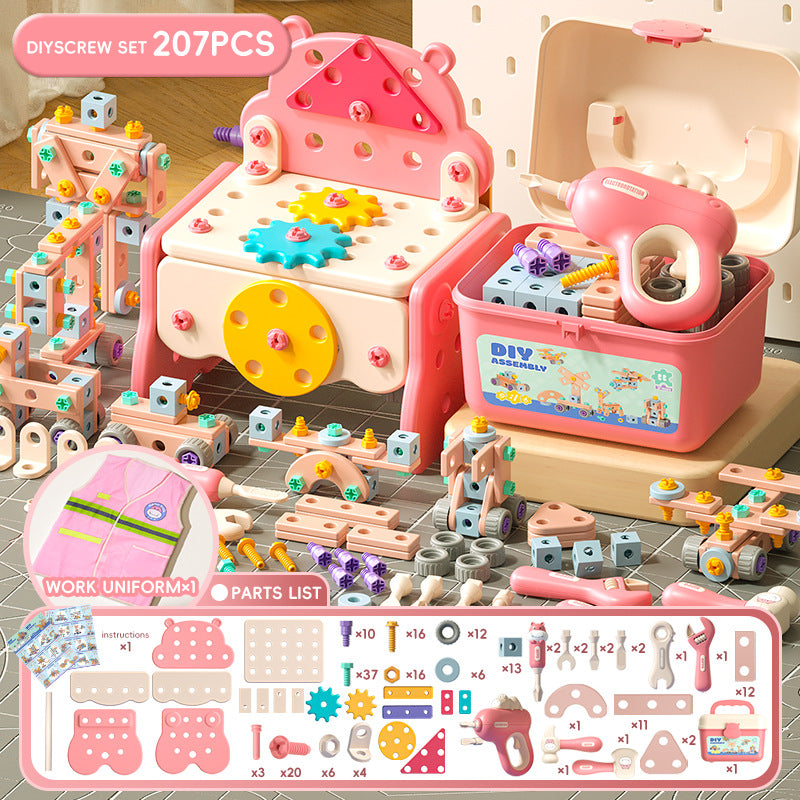 Kids Assembly Screw Tool Box with Electric Drill