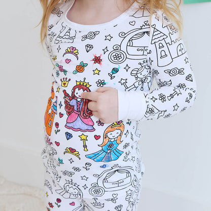 Kids' DIY Colorable Pajama Set with Marker Pen