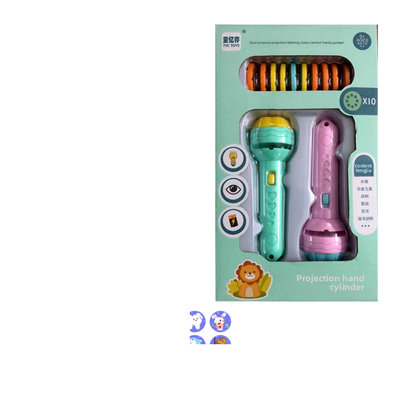 Kids Educational Projection Flashlight Toy with Dinosaur Fruit Number Cards