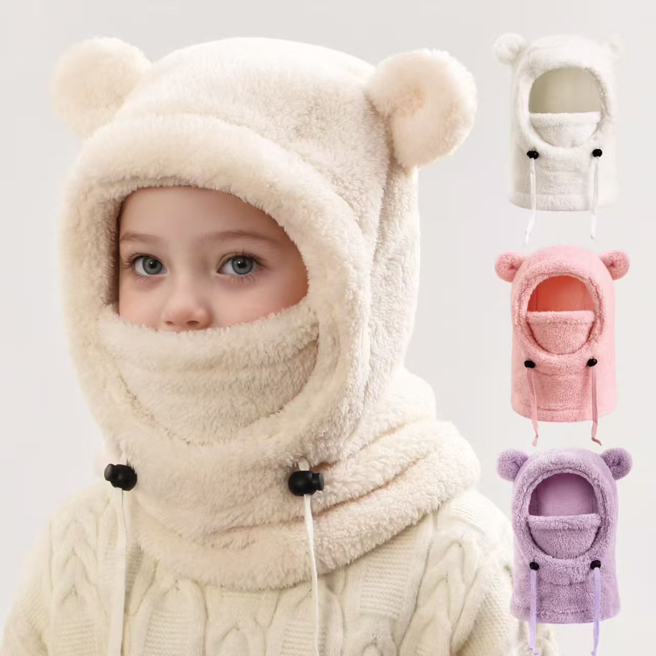 Kids Fleece Hat with Neck Warmer
