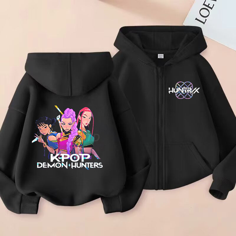 Kids KPop Demon Hunters Fleece Zipper Hoodie