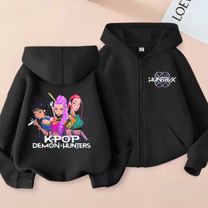 Kids KPop Demon Hunters Fleece Zipper Hoodie