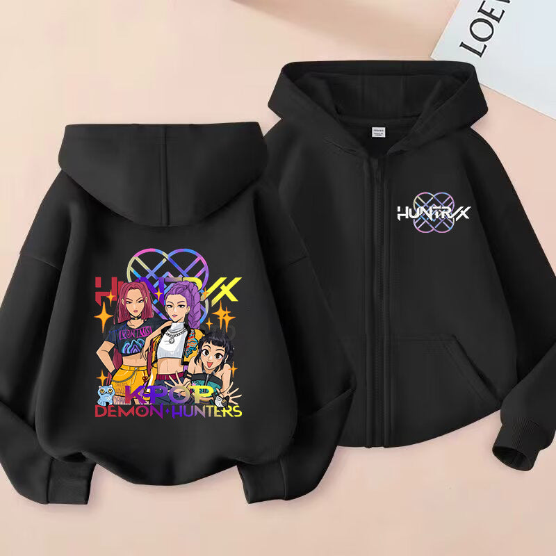 Kids KPop Demon Hunters Fleece Zipper Hoodie
