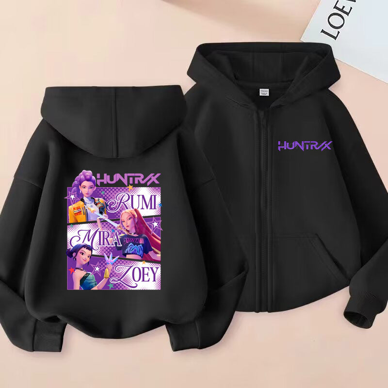 Kids KPop Demon Hunters Fleece Zipper Hoodie