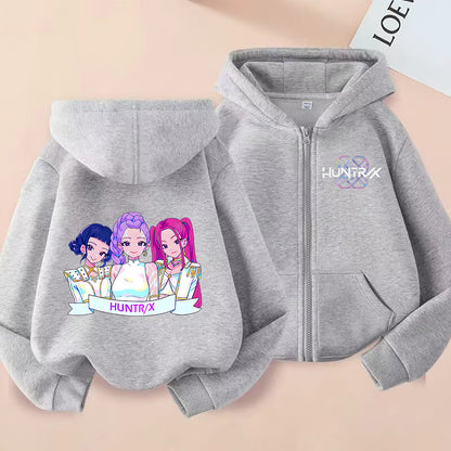 Kids KPop Demon Hunters Fleece Zipper Hoodie