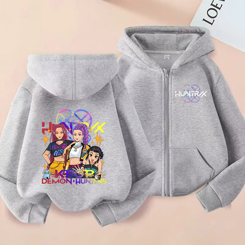 Kids KPop Demon Hunters Fleece Zipper Hoodie