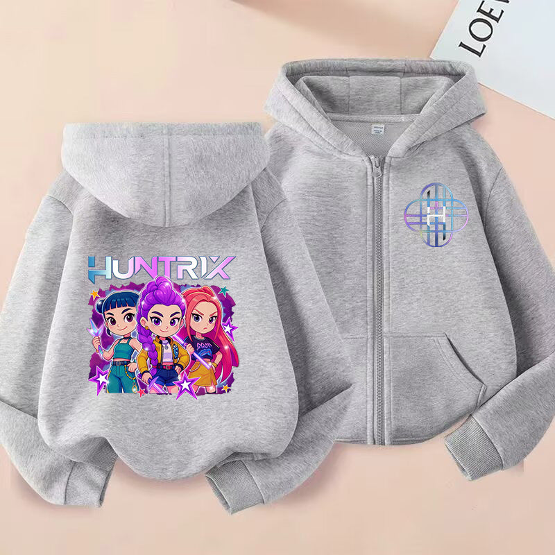 Kids KPop Demon Hunters Fleece Zipper Hoodie