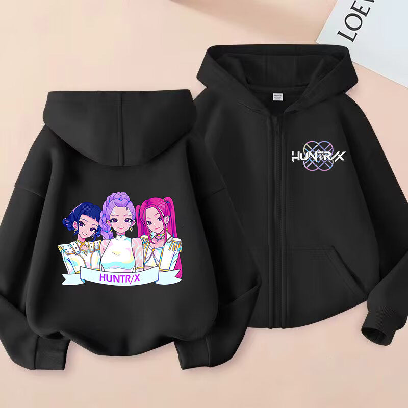 Kids KPop Demon Hunters Fleece Zipper Hoodie