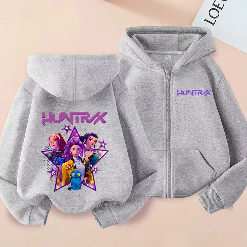 Kids KPop Demon Hunters Fleece Zipper Hoodie