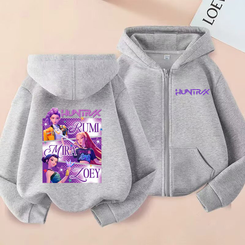 Kids KPop Demon Hunters Fleece Zipper Hoodie