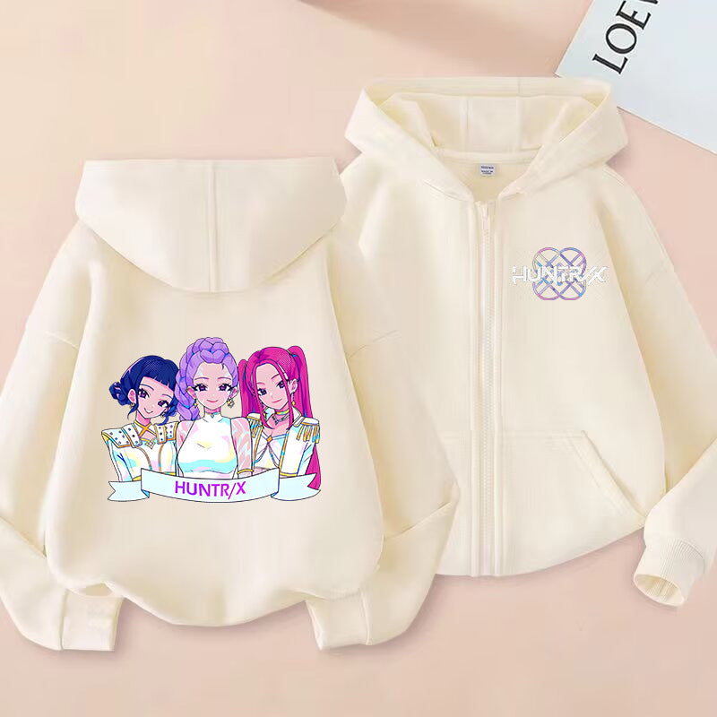 Kids KPop Demon Hunters Fleece Zipper Hoodie