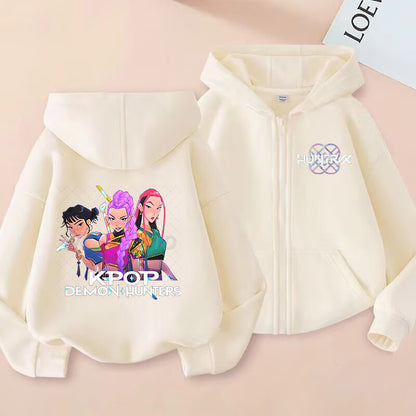 Kids KPop Demon Hunters Fleece Zipper Hoodie